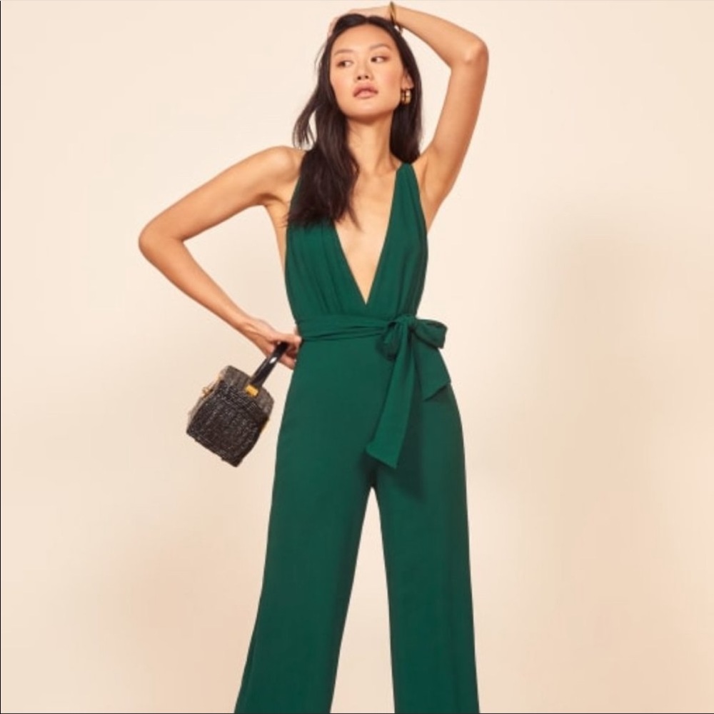 Reformation Sofi Jumpsuit Emerald
